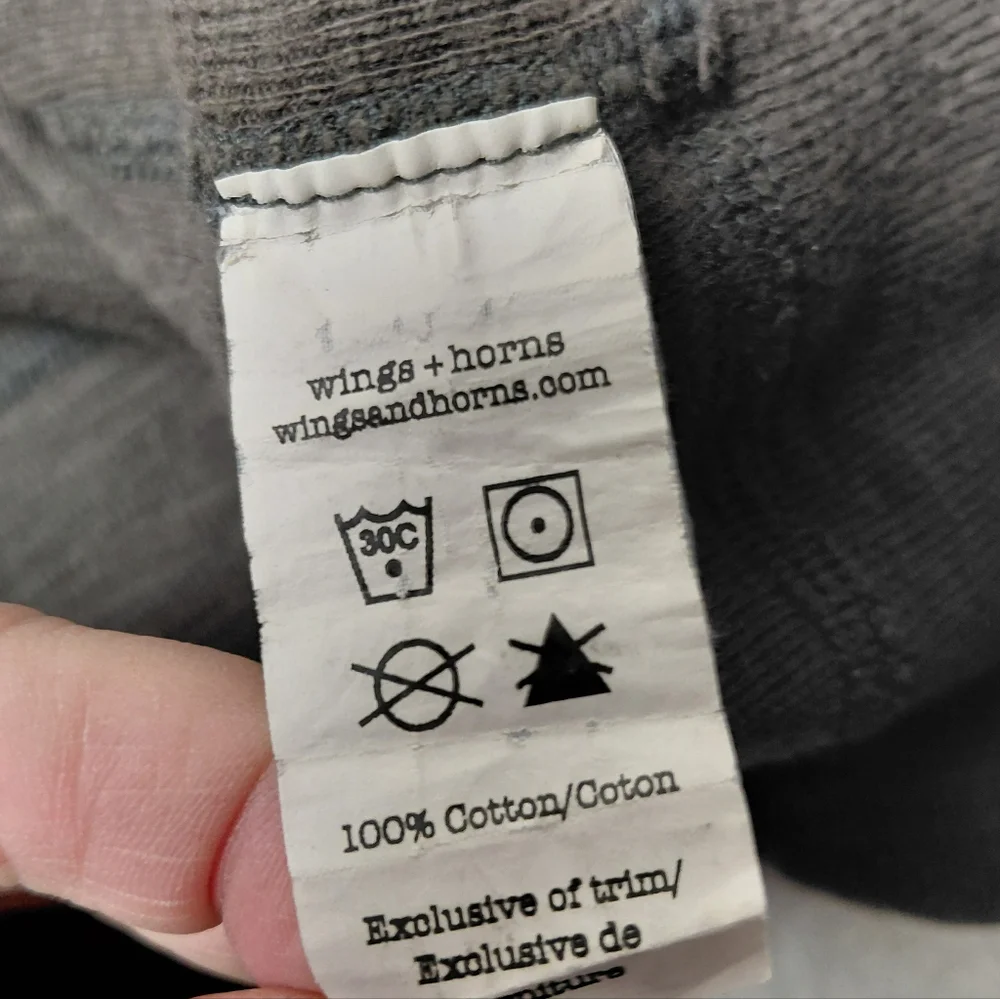 Wings + Horns Hooded‎ Dark Gray Zip-Up Jacket 100% Cotton Men's Size Medium